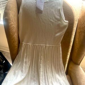 ZESICA Chic White Sleeveless Midi Dress- Size L